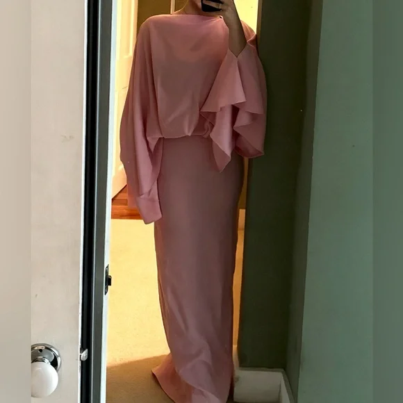 Taller Marmo Eolia Cape-Sleeve Maxi Dress – Pink – Size 40 – Never Worn - Picture 3 of 5